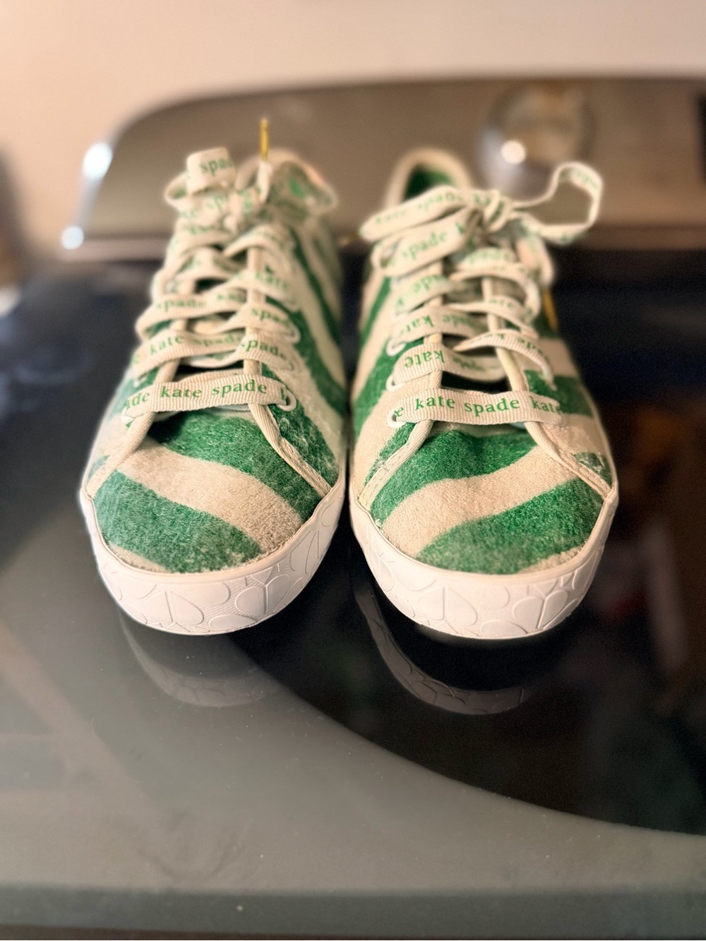 Keds x Kate Spade Women’s Size 9 Green White Terry Stripe Sneakers WF66097